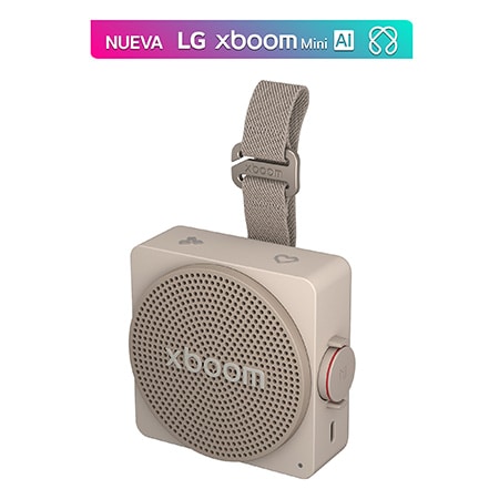 Vista frontal de LG xboom Mini by will.i.am | bocina portátil y compacta para tu estilo de vida xboom Mini gris